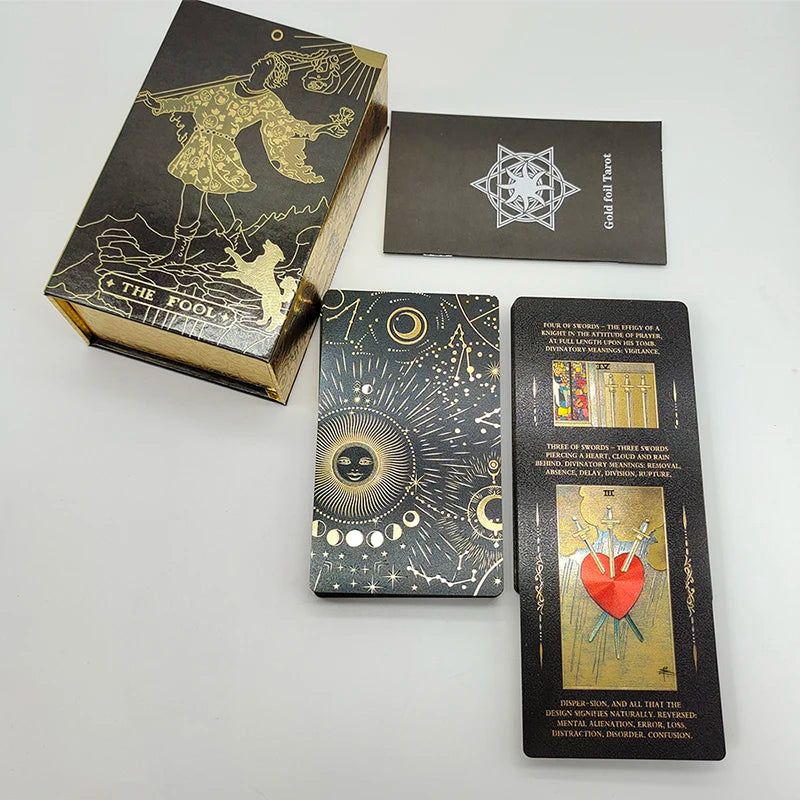 Cartas de Tarot Clásicas Impermeables con Lámina de Oro con Caja Magnética como Regalo Especial