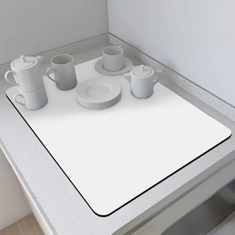 Alfombrilla de encimera de cocina de color sólido de estilo simple VIKAMA, almohadilla de secado de platos que absorbe el agua, almohadilla para cafetera, decoración del hogar