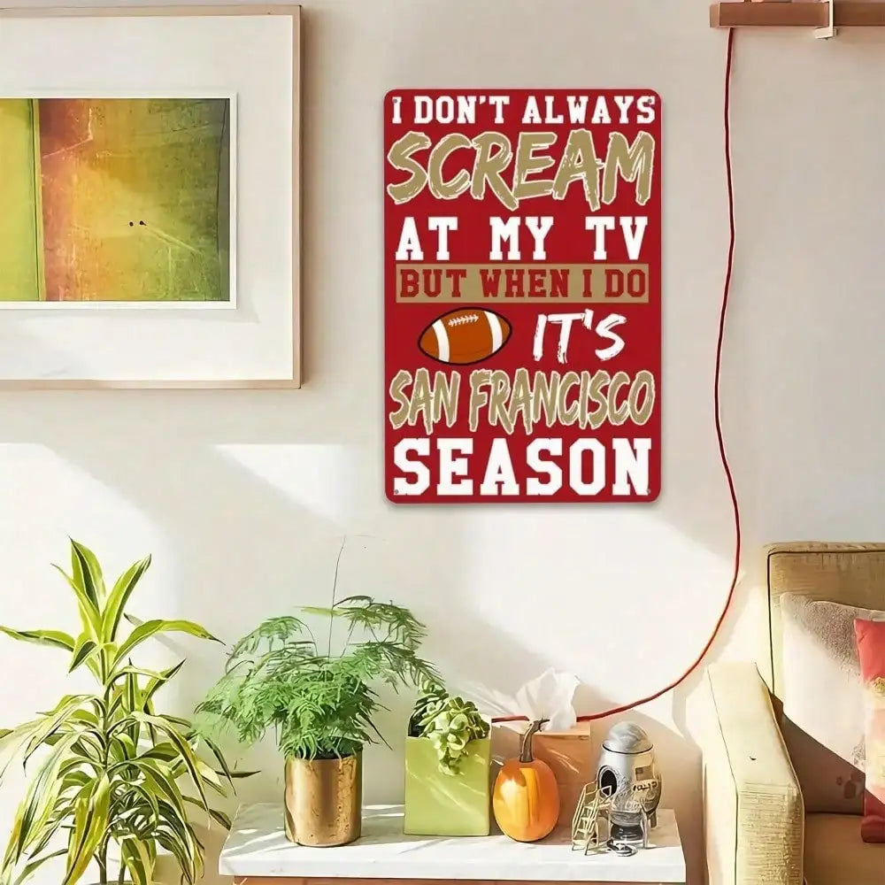 Letrero metálico de pared de los 49ers de San Francisco, decoración de cueva de hombre con licencia de la NFL, regalo de fútbol vintage para fanáticos