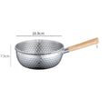 Casserole en acier inoxydable 430, casserole japonaise Snow Pan, wok à frire, poignée en bois, marmite, casserole à lait, ustensiles de cuisine, batterie de cuisine