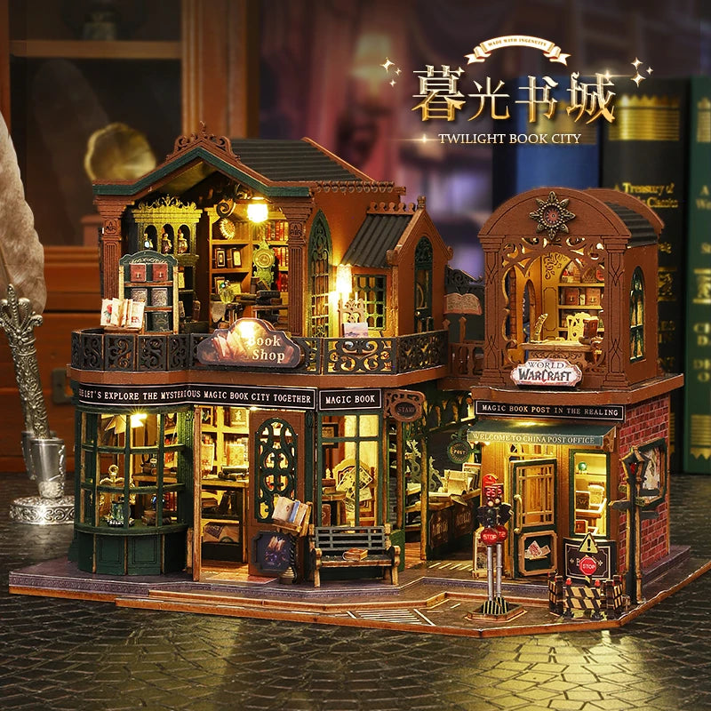 Nouveau kit miniature DIY TWILIGHT BOOK CITY - Maquette 3D de coin livre faite à la main, idée cadeau créative pour Noël et le Black Friday