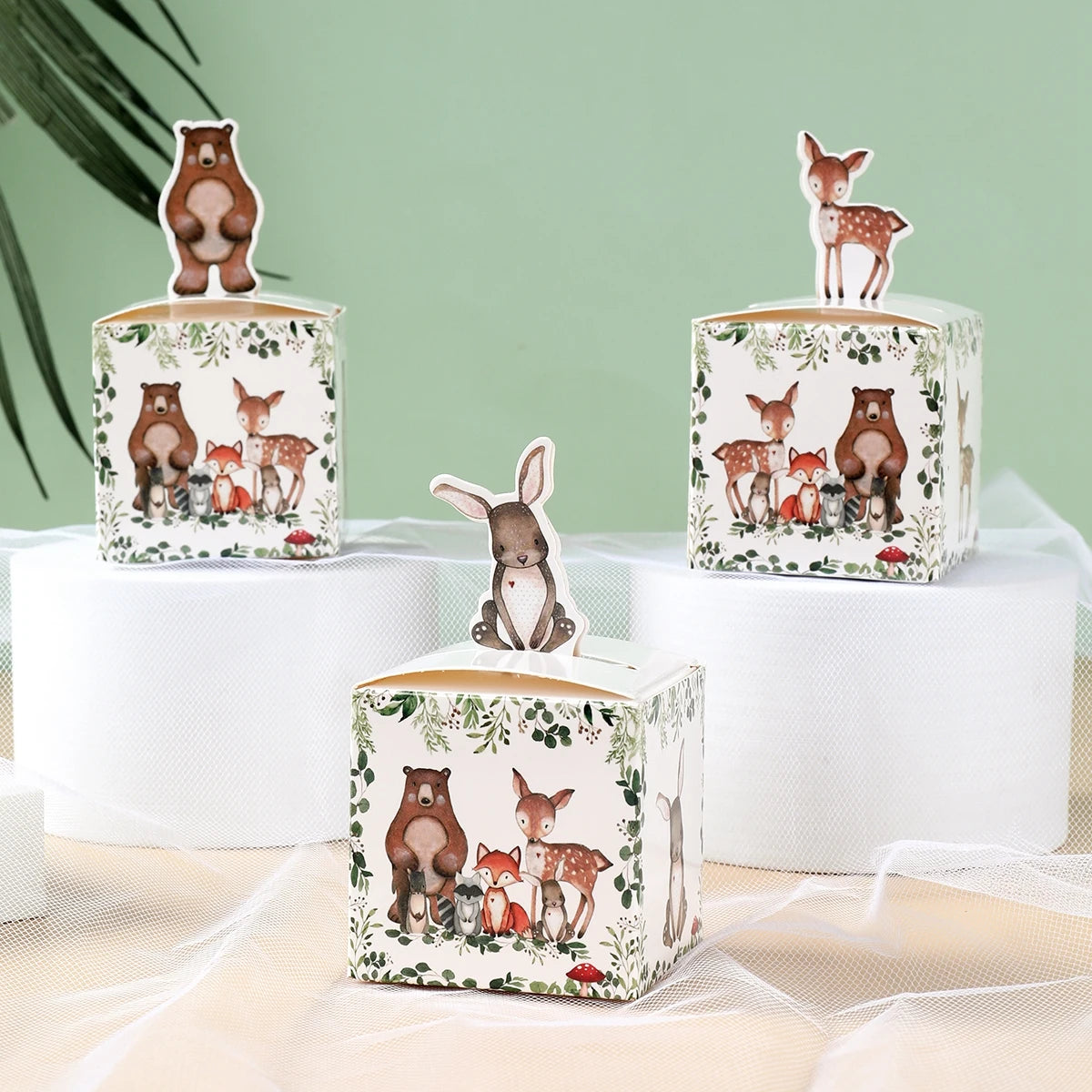 Boîtes à Bonbons Animaux de la Jungle Décoration de Fête d'Anniversaire Safari Boîte d'Emballage Cadeau pour Enfants Wild One Baby Shower Fournitures de Décoration Boîte Sac