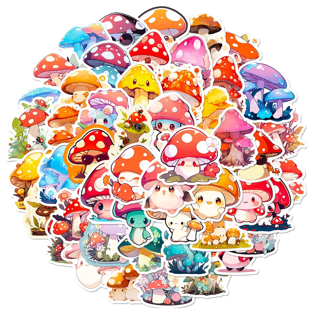 10/30/50/100pcs Autocollants Kawaii Champignon Esthétique Graffiti Décalcomanies Ordinateur Portable Scrapbook Téléphone Valise Décoration Autocollant Jouet pour Enfants