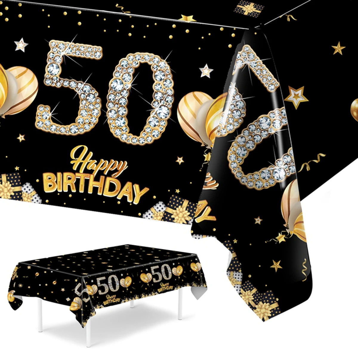 Mantel de plástico negro para cumpleaños 18 30 40 50 60 años, decoración para fiestas de cumpleaños infantiles y de mujeres, suministros para fiestas, recuerdos, aniversario