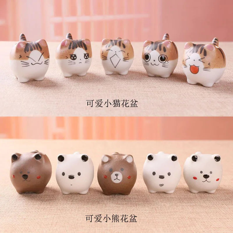 Pot de fleurs en céramique mignon chat, pots de plantes succulentes, vase, pots d'animaux de dessin animé de simulation, jardinières pour plantes d'intérieur, décoration de la maison