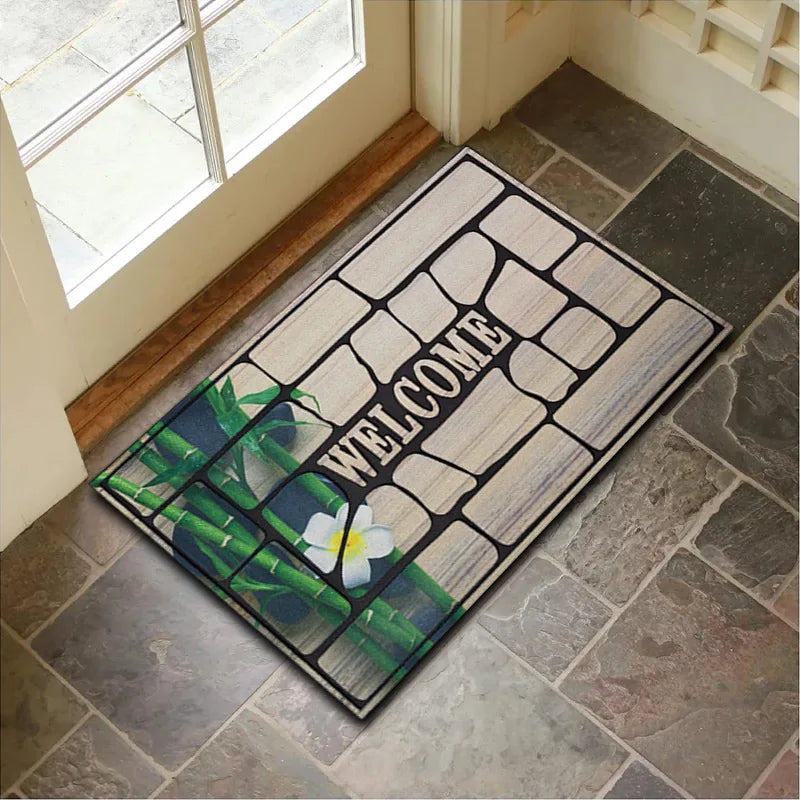 VIKAMA Alfombrilla de terciopelo de cristal para suelo, con vetas de madera de piedra, para entrada, felpudo antideslizante, alfombra pequeña de decoración para el hogar de 40x60cm