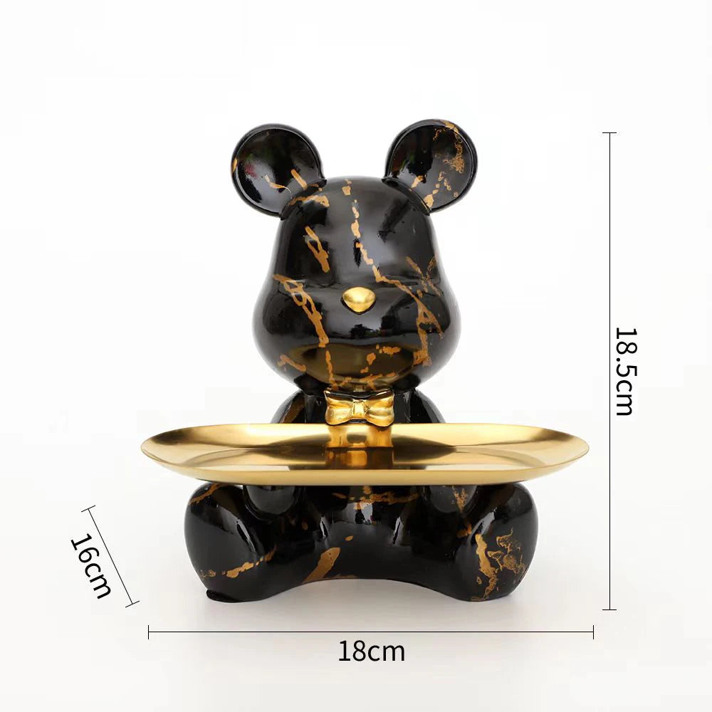 2025 New Graffiti Bear Figurine Home Decoration Animal Statue Keys Storage Shelf Modern Room Sculpture Table Decor Statues Gift