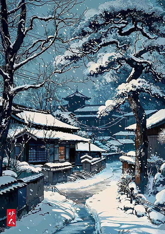 Tokio Paisaje Anime Ilustración Lámina Póster Escena Nocturna Japonesa Fuji Estilo Pintura Vintage Arte Decorativo Lienzo Arte de Pared Retro