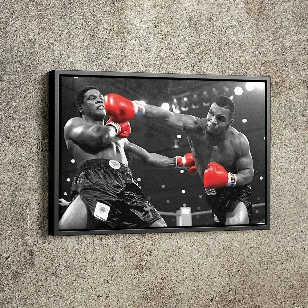 Classic Vintage Wall Art Mike Tyson Vs Muhammad Boxing Painting, HD Canvas Printed Poster, Home Living Room Bedroom Decoration