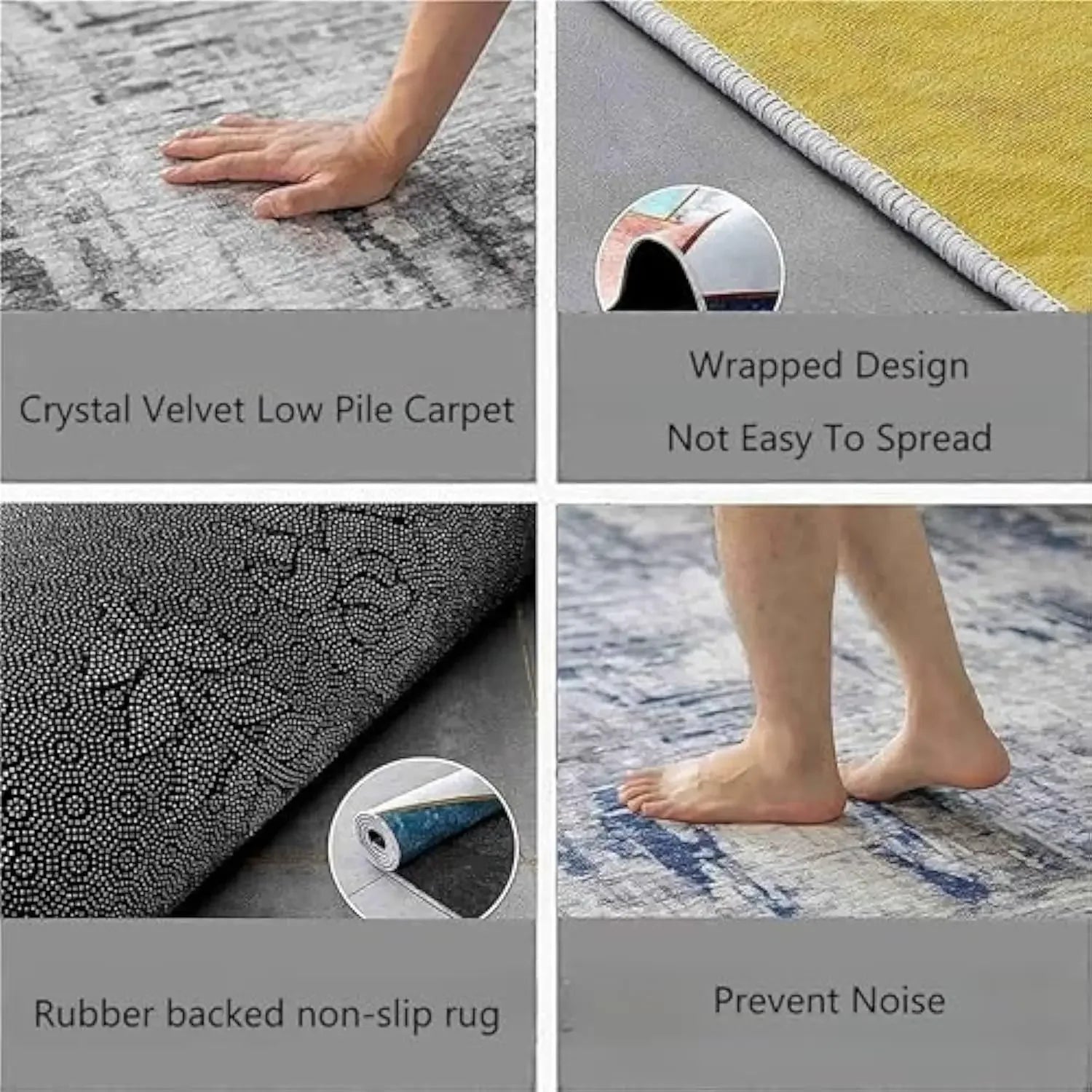 Alfombra para sala de juegos VIKAMA - Tapete para sala de estar de estilo simple - Alfombra duradera y lavable para sofá y mesa de café - Decoración del hogar