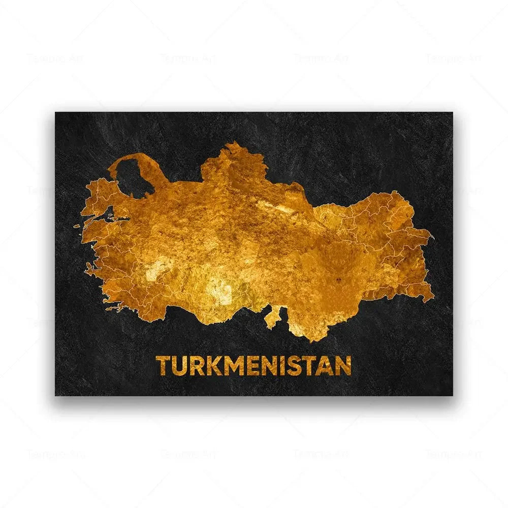 Classic Abstract Wall Art Black Gold Lebanon Country Map HD Canvas Print Poster Home Living Room Bedroom Decoration