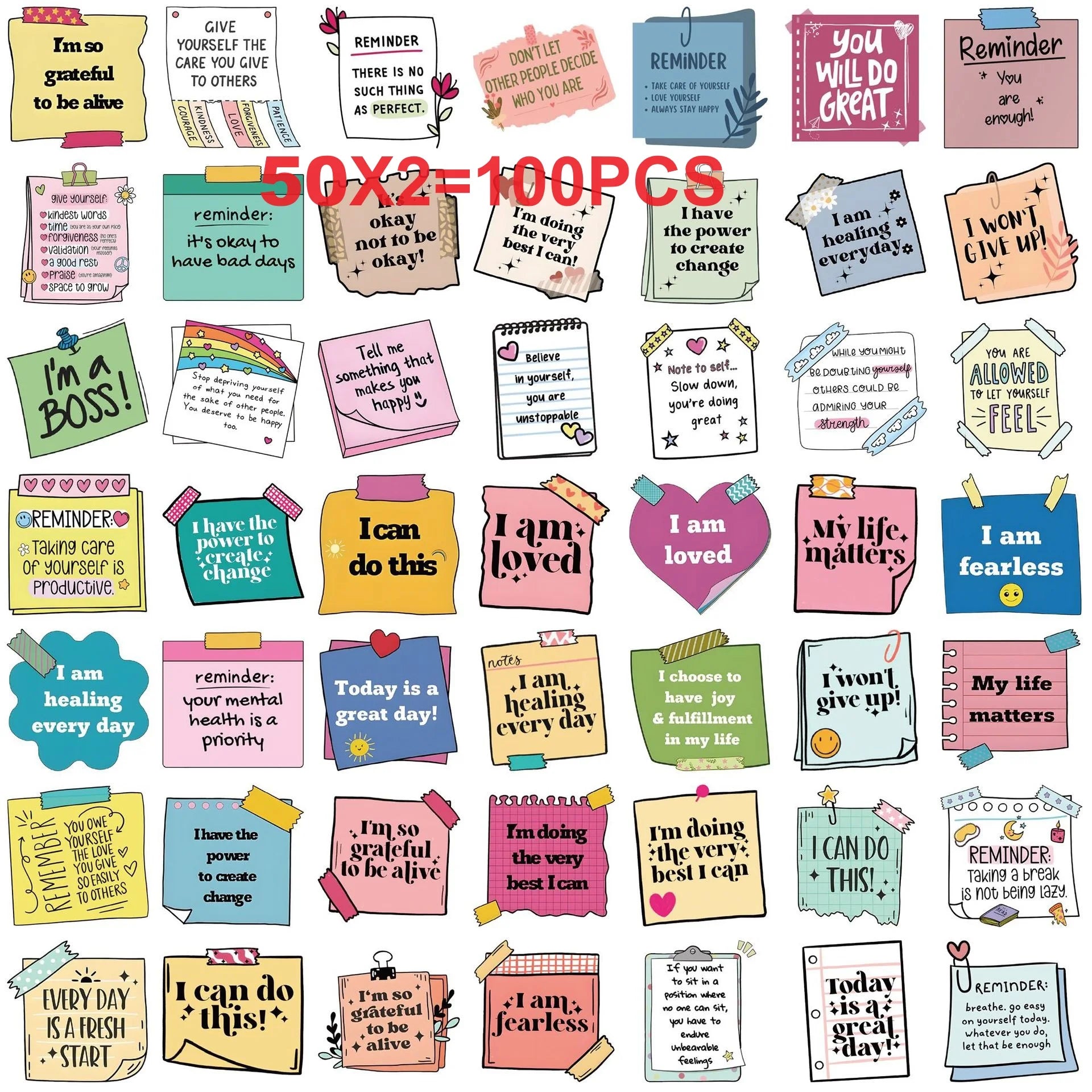 50/100PCS Self affirmation Incentive Tags Graffiti Stickers Decoration Guitar Notebook Luggage DIY Waterproof Stationery Sticker