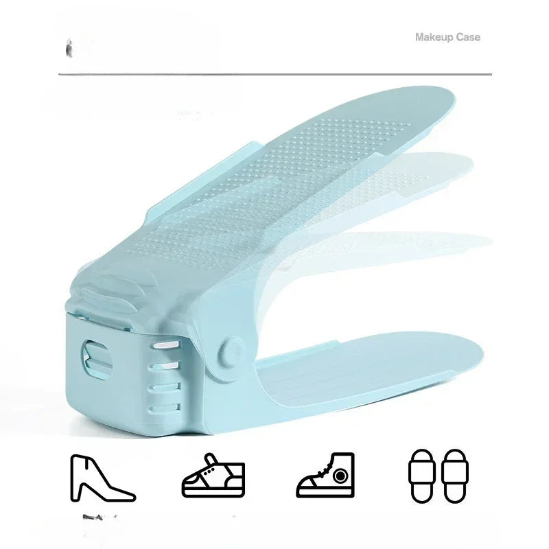 Organizador de zapatos apilable ajustable de 5/10 piezas, ranuras para zapatos, ahorrador de espacio, soporte de estante de zapatos de doble piso para organización de armario