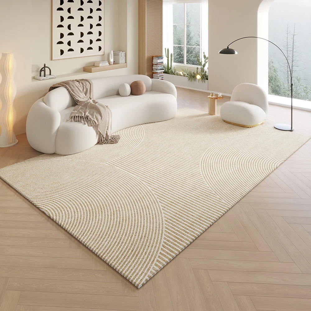 VIKAMA Crema Estilo Linaje Alfombra de Sala de Estar Antideslizante Decoración del Hogar Alfombra de Gran Tamaño para Sofá Mesa de Centro Alfombra de Dormitorio