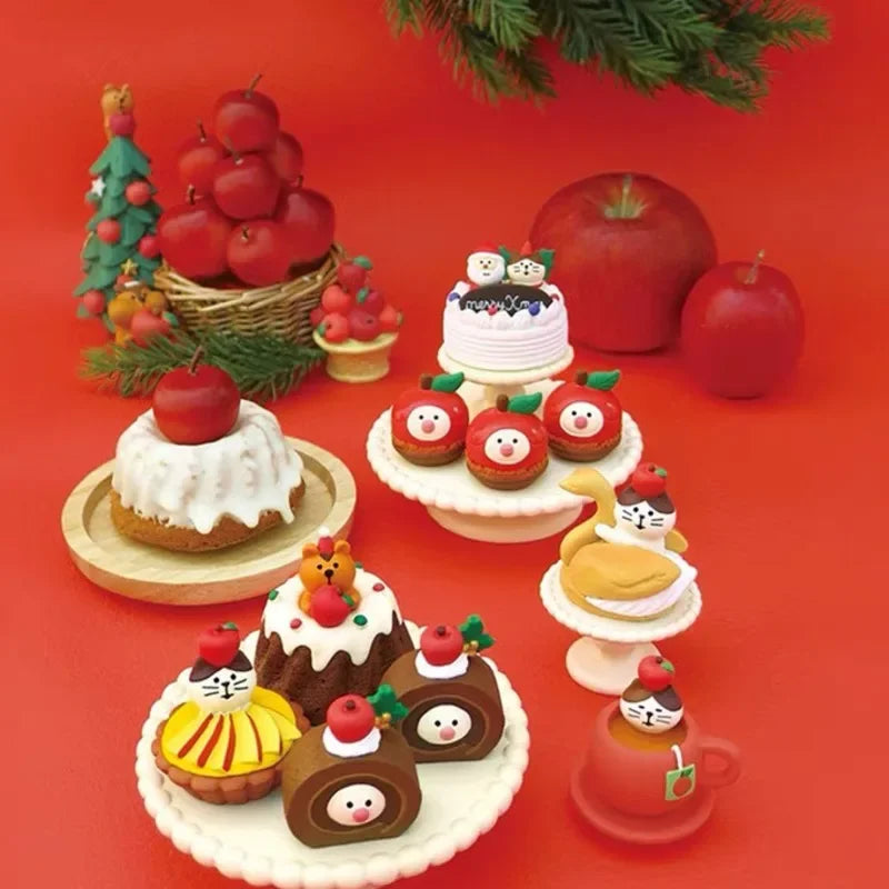 Zakka Figuras Navidad Japonés Creativo Exquisito Mate Resina Navideña Pequeña Decoración Cisne Puff Ukelele Trineo Sofá Reno