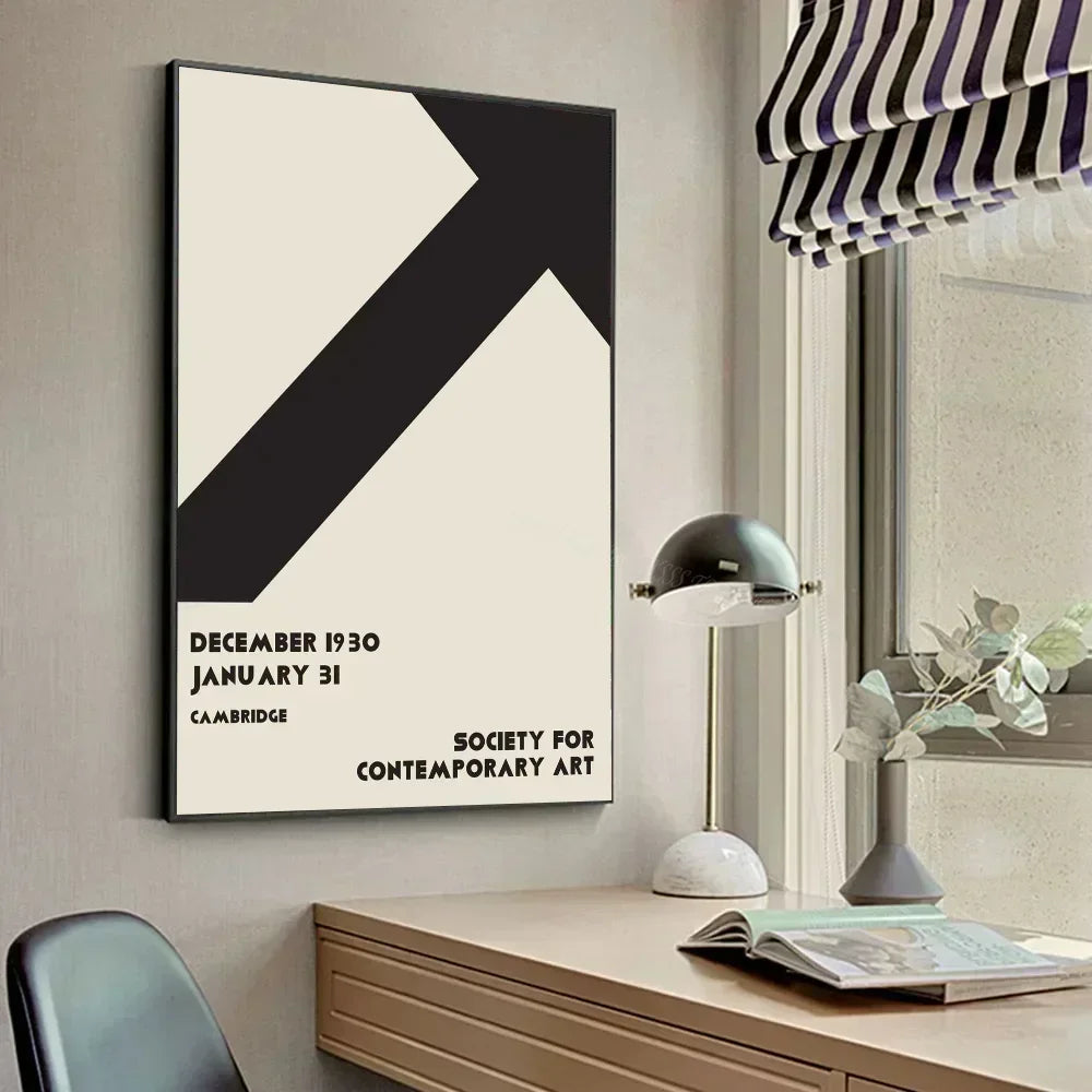 Exposición de arte abstracto Bauhaus, líneas geométricas minimalistas, póster artístico, lienzo, pintura, impresiones de pared, decoración del hogar para sala de estar