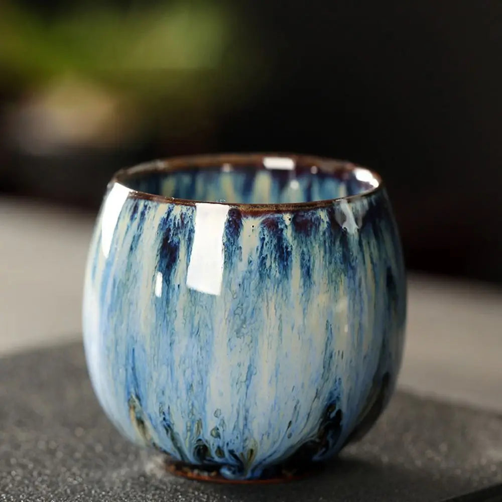 Japanese Style Ceramic Tea Cup Kiln Transformation Espresso Cup Porcelain Kung Fu Teacup Pottery Coffee Mug Wine Drinkware