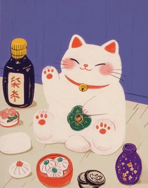 Póster Vintage Japonés Gato Comiendo Ramen Sushi Maneki Neko Arte de Pared de Cocina Gato Japonés Neko Decoración de Pared Lienzo Pintura Restaurante
