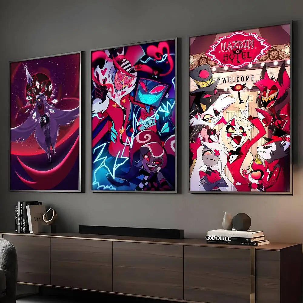 Dessin animé H-Hazbin H-Hotel Intrigue Comédie Affiche Murale Imprimée Imperméable Décoration Esthétique Maison Salon Chambre Bar