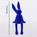 Estatua de conejo flocado de resina, escultura de animal, decoración de conejo hecha a mano, bonita figura de regalo de Pascua, elegante adorno de mesa