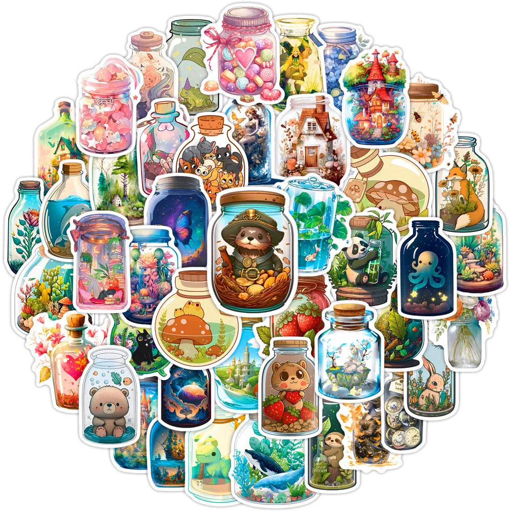 10/30/50 PIÈCES Style INS Bouteille Monde Dessin Animé Esthétique Autocollants Bagages Skateboard Mignon Graffiti Fille Gradient Autocollant Décalcomanie Jouet