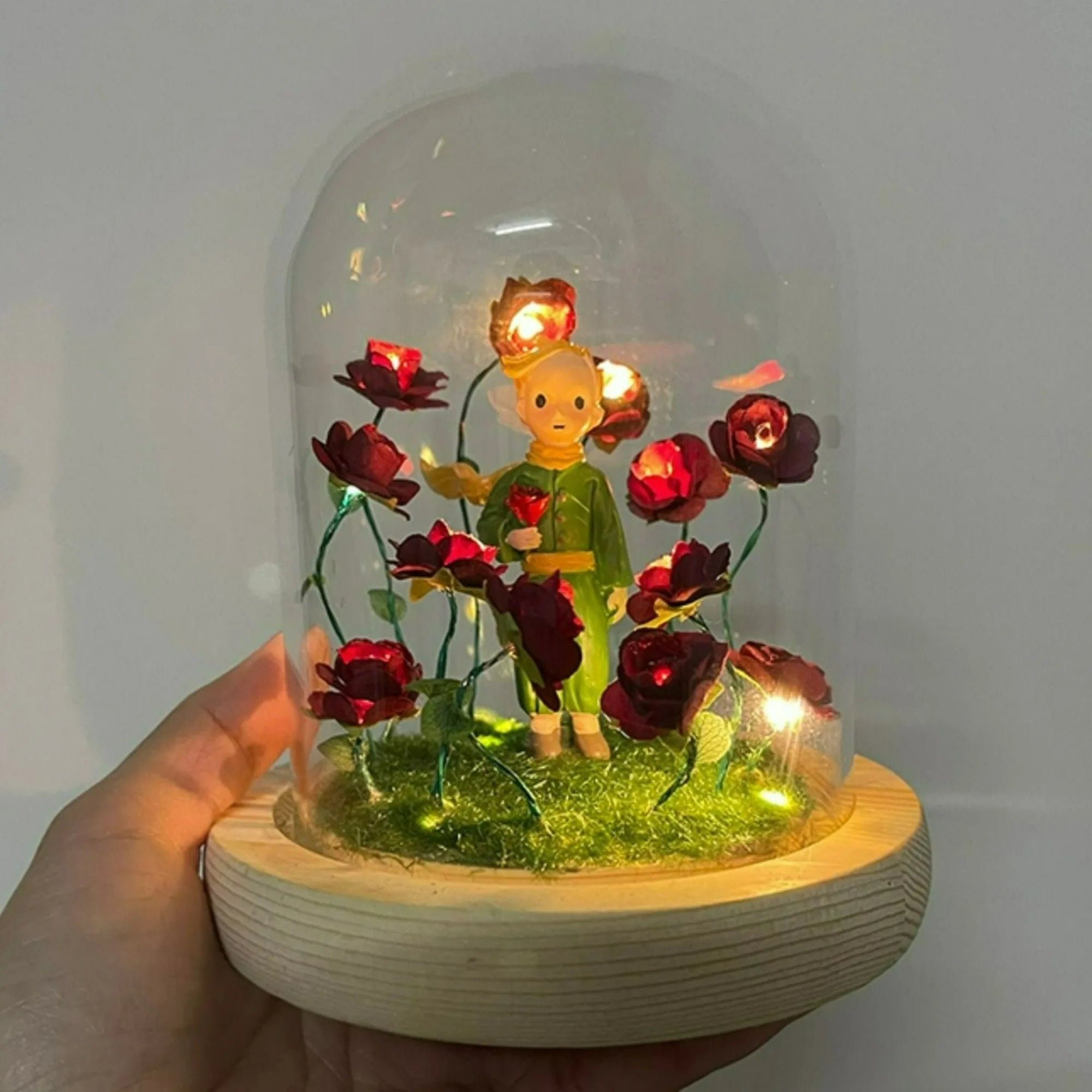 Pequeño Príncipe Luz Nocturna Lámpara de Ambiente Rosa Eterna Regalo DIY Hecho a Mano Regalo de Navidad San Valentín Cumpleaños para Niña