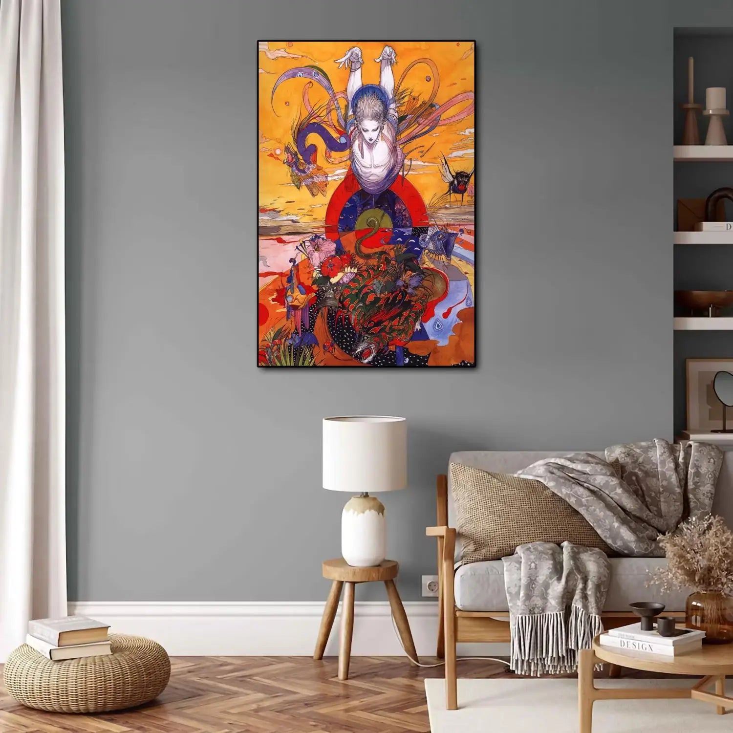 Póster de Yoshitaka Amano Final Fantasy Anime Videojuego Lienzo Arte y Cuadro Impreso Decoración Moderna de Dormitorio Familiar