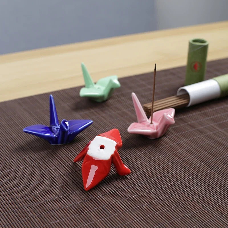 Porte-Encens en Forme de Mille Grues en Papier Support en Céramique Bâton d'Encens Support DIY Décoration de Maison
