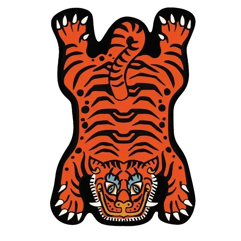 Alfombra con forma de tigre de dibujos animados VIKAMA para sala de estar, dormitorio infantil, alfombras de cabecera, decoración del hogar, alfombrillas antideslizantes para cocina y balcón.