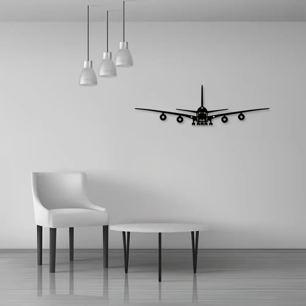Un cuadro de pared de metal - Diseño de avión Boeing - 15,75 x 4,72 pulgadas - Ideal para la decoración de escenas y como acento metálico elegante
