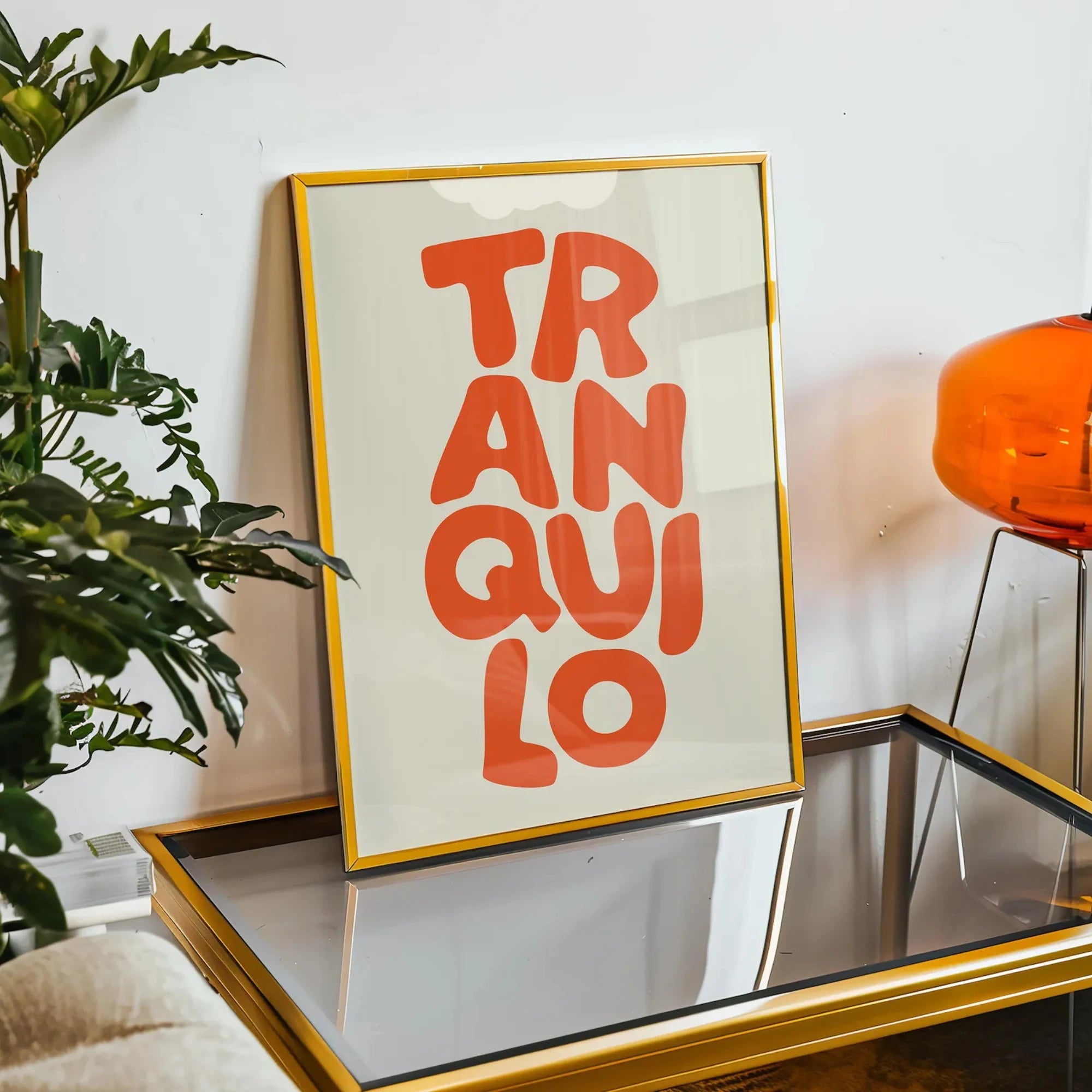 Tableau d'art mural bohème Tranquilo orange crème au style rétro, toile de peinture, affiche pour salon, chambre à coucher, décoration intérieure