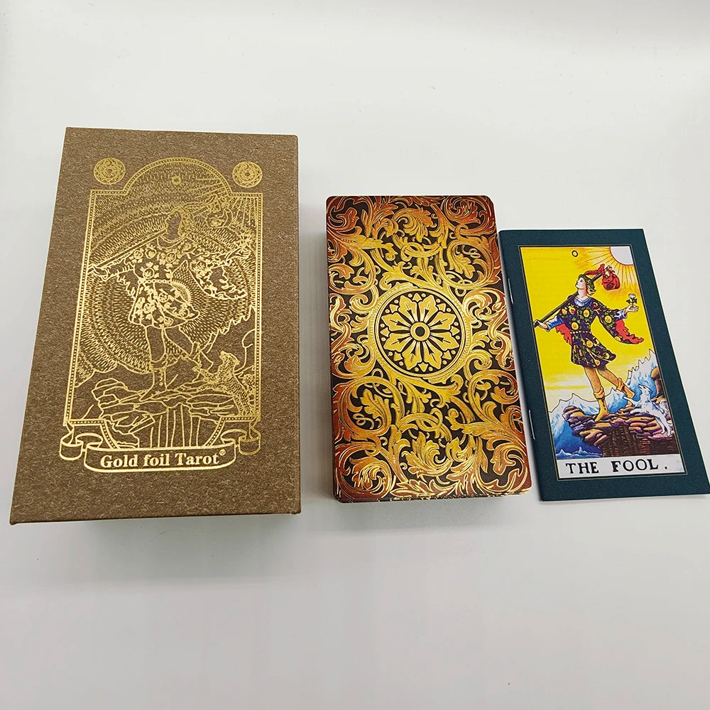 Nouvelle Arrivée Superbe Jeu de Cartes en Plastique Tarot Vintage 3D Luxe Cartes de Divination Imperméables Glaçées avec Effet Pailleté