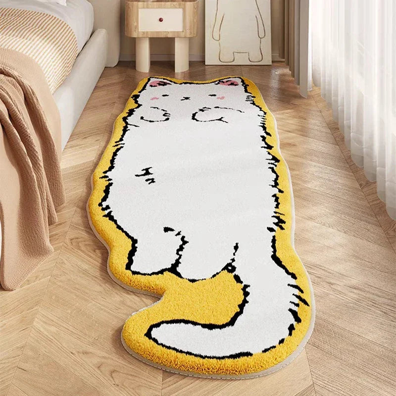 Tapis chat de dessin animé VIKAMA - Tapis de sol chaud et moelleux pour salon, chambre, chevet, chambre d'enfants - Décoration d'intérieur confortable