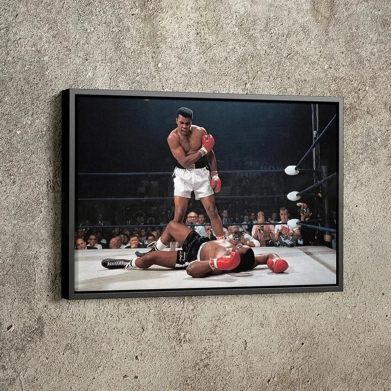 Classic Vintage Wall Art Mike Tyson Vs Muhammad Boxing Painting, HD Canvas Printed Poster, Home Living Room Bedroom Decoration