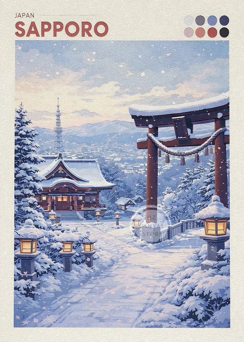Japan Cityscape Poster Tokyo Shizuoka Cherry Blossoms Mt.Fuji Autumn Torii Gate Okayama Castle Canvas Print Living Room Decor