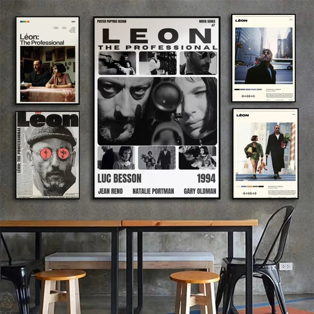 Póster Retro Vintage Minimalista de Película Leon Leon_ El Profesional Pósters HD Decoración Hogar Habitación Bar Cafetería Pintura Mural Artística