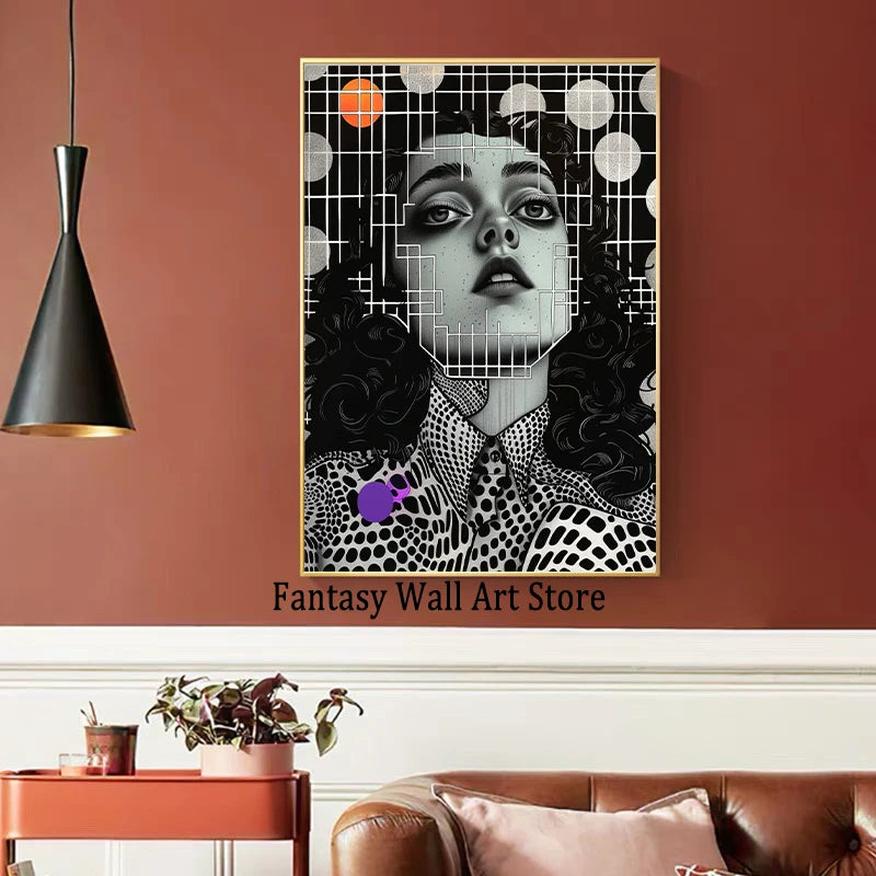 Arte de Pared en Lienzo Adicción a la Cuadrícula Arte Surrealista Hermoso Cuadro Único Impresión Abstracta Moderna Surrealismo Decoración de Pared Arte en Lienzo