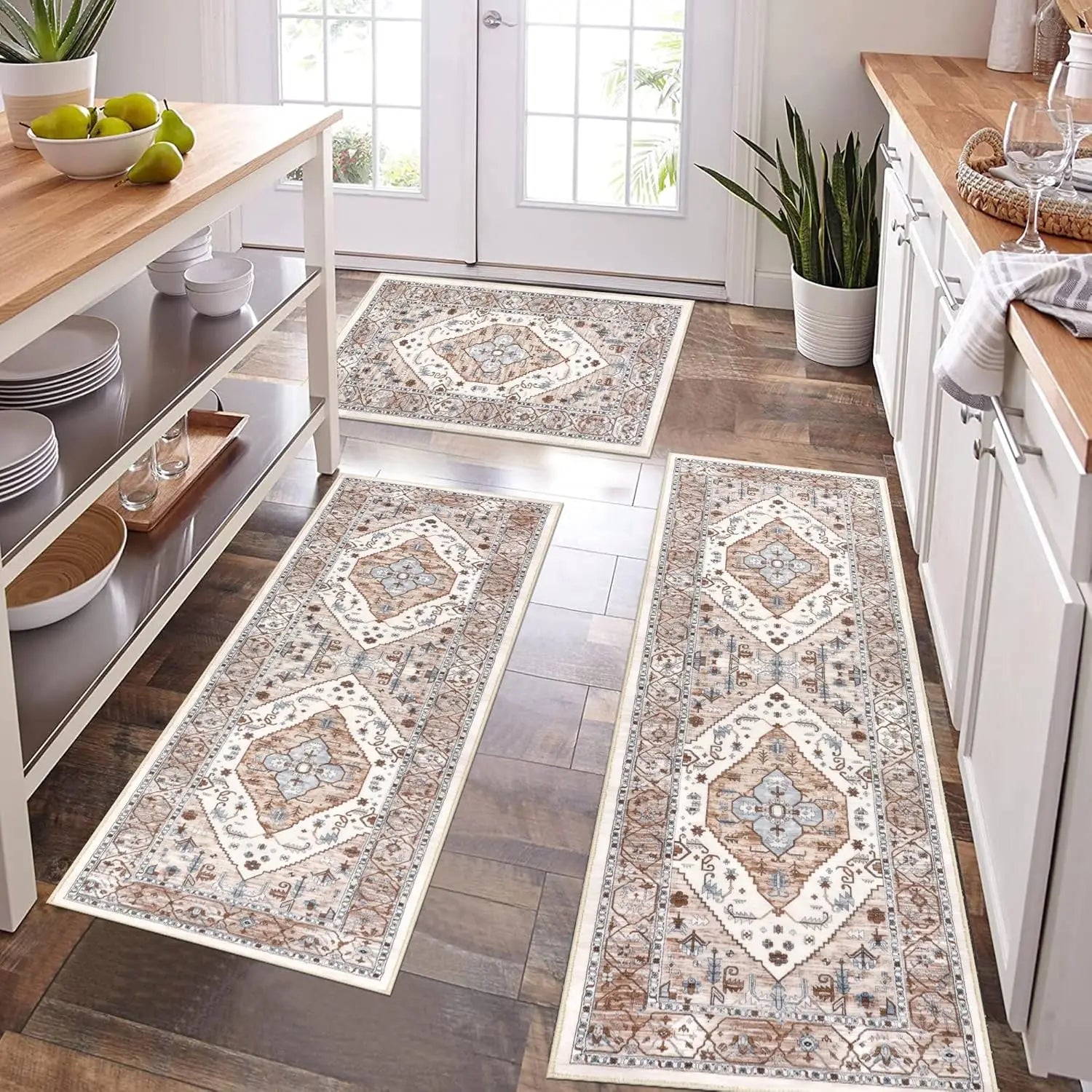 Alfombra bohemia de decoración para el hogar VIKAMA, alfombra de suelo larga antideslizante y antisuciedad para cocina, alfombra de suelo para pasillo y recibidor