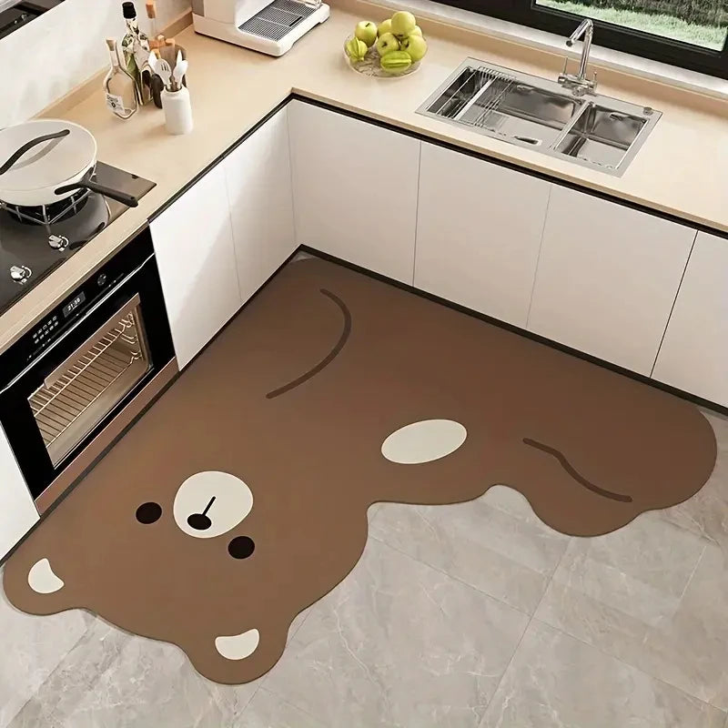 Alfombra de cocina con diseño de panda de dibujos animados VIKAMA, tapete de suelo absorbente antideslizante en forma de L irregular, alfombra de cocina, tapete de baño, decoración del hogar