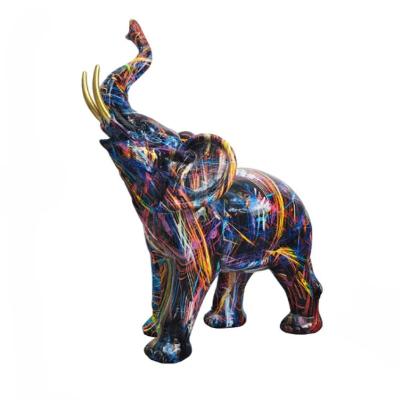 Decoración del hogar Pintura nórdica Escultura de elefante de grafiti Figurita de elefante de arte Estatua de elefante creativa Artesanía de resina Adornos decorativos