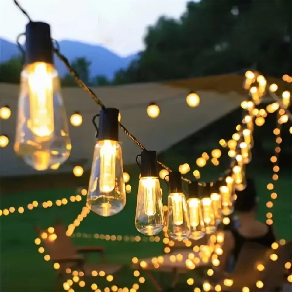 1 ud. de guirnaldas de luces solares, luces impermeables para jardín exterior, jardín, terraza, balcón, camping, fiesta, decoración retro, luces de hadas