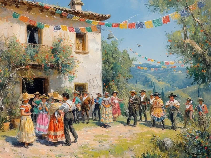 Arte de pared de México colorido vintage, pintura tradicional de la vida en el mercado, póster impreso en lienzo HD, decoración para sala de estar, dormitorio