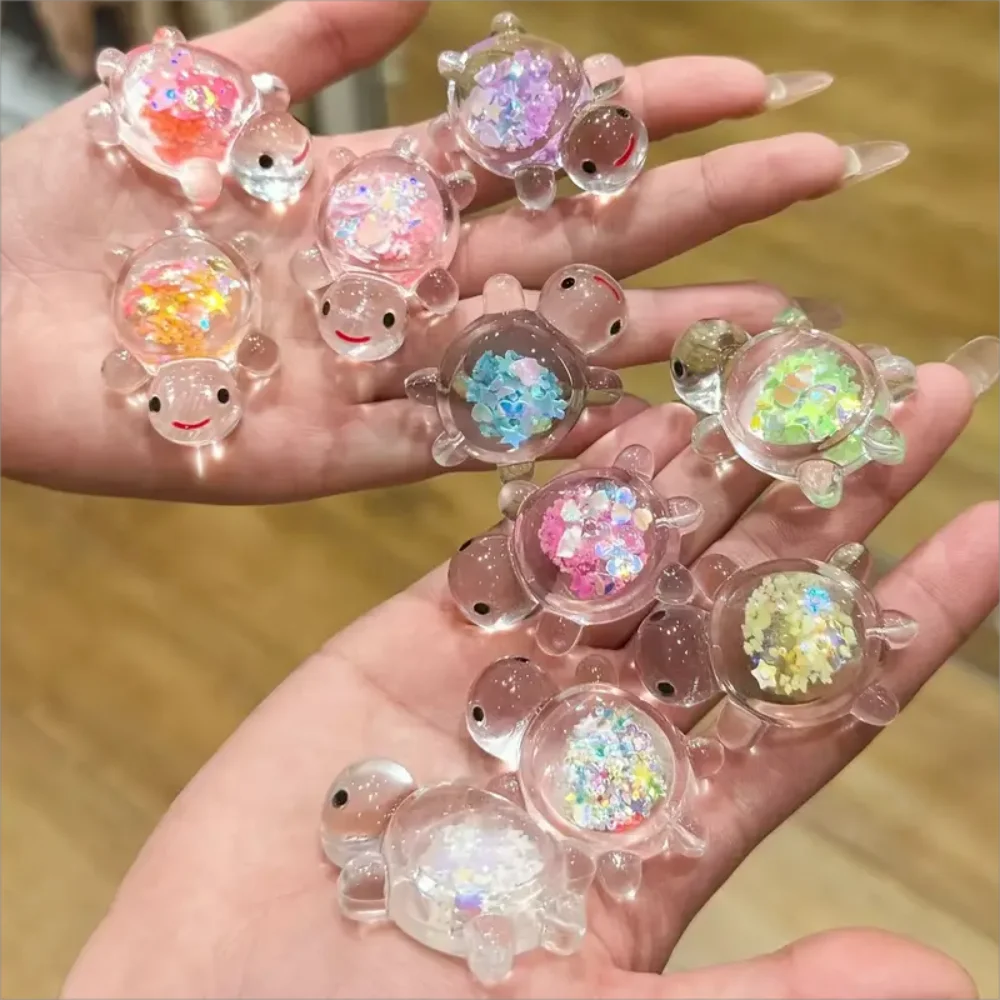 Breloques en forme de tortue mignonne lumineuses à paillettes pour porte-clés DIY, décoration de salon, utilisation intérieure et extérieure