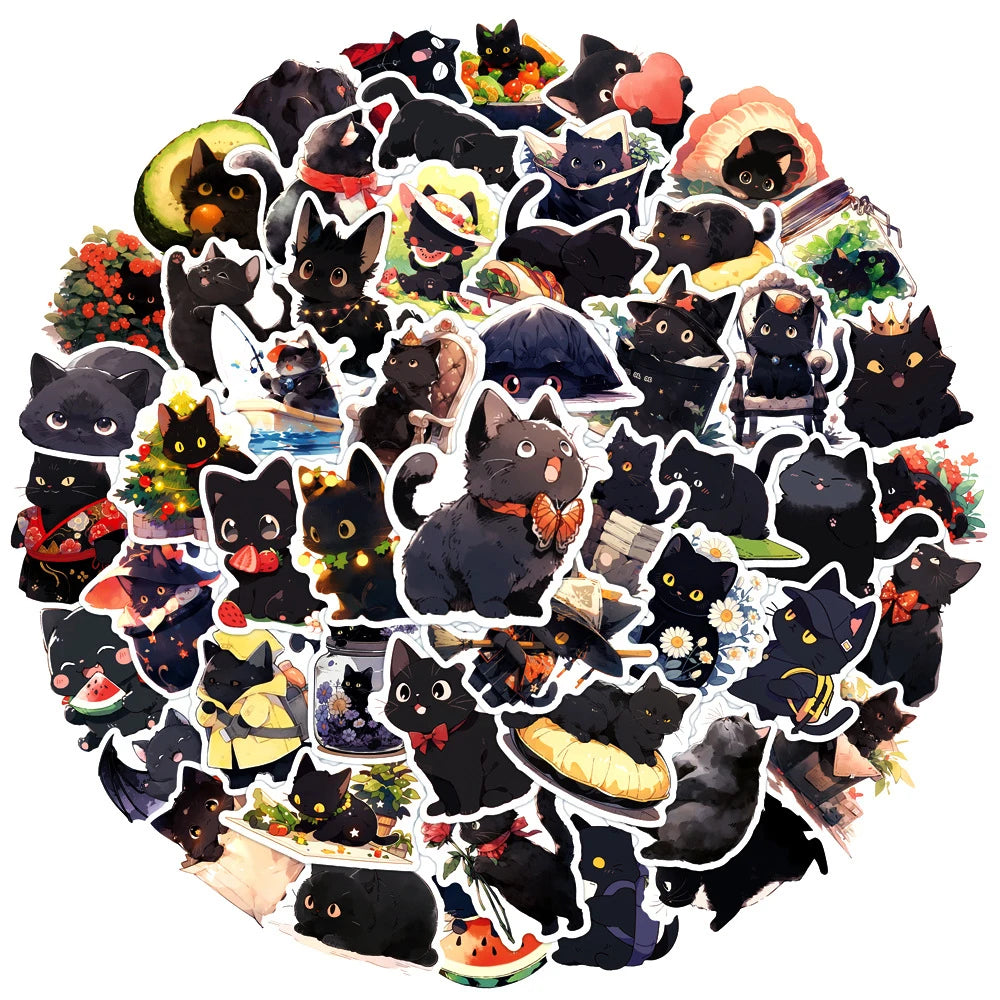 10/30/50 Pièces Autocollants Mignons de Dessin Animé Chat Graffiti Décalque Scrapbook Journal Téléphone Moto Ordinateur Portable Kawaii Imperméable Autocollant Jouet pour Enfants