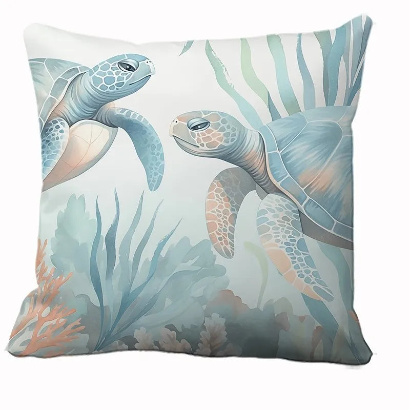 VIKAMA Funda de almohada decorativa con diseño fresco estilo Océano de Verano, adecuada para sofás, cabeceras de cama, fundas de almohada para decoración del hogar, lavable.
