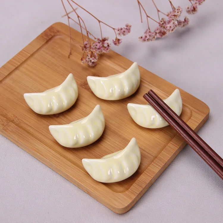 2-3PCS Lindo Soporte de Cerámica con Forma de Bollo para Palillos Estilo Japonés Herramientas de Vajilla de Cocina