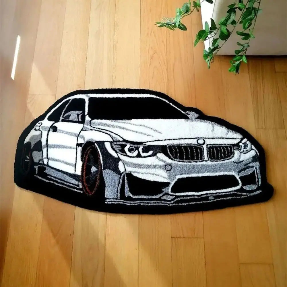 Alfombra de peluche con forma de coche VIKAMA, decoración creativa para sala de estar y dormitorio, alfombrilla antideslizante y absorbente para el suelo, decoración del hogar