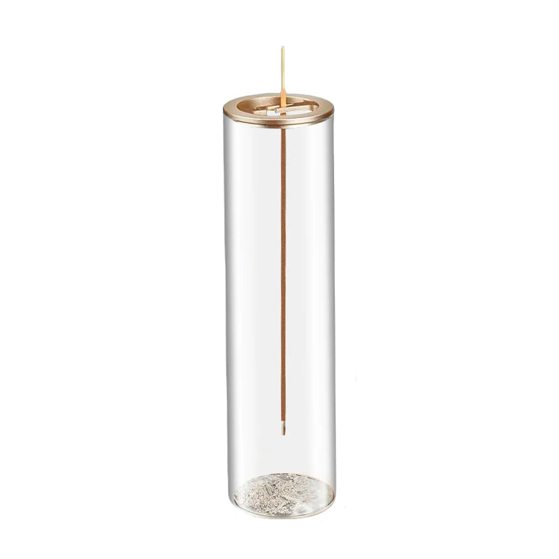 Brûleur d'encens moderne en verre, porte-encens anti-cendres volantes avec attrape-cendres amovible en verre pour la décoration intérieure, le yoga et la méditation