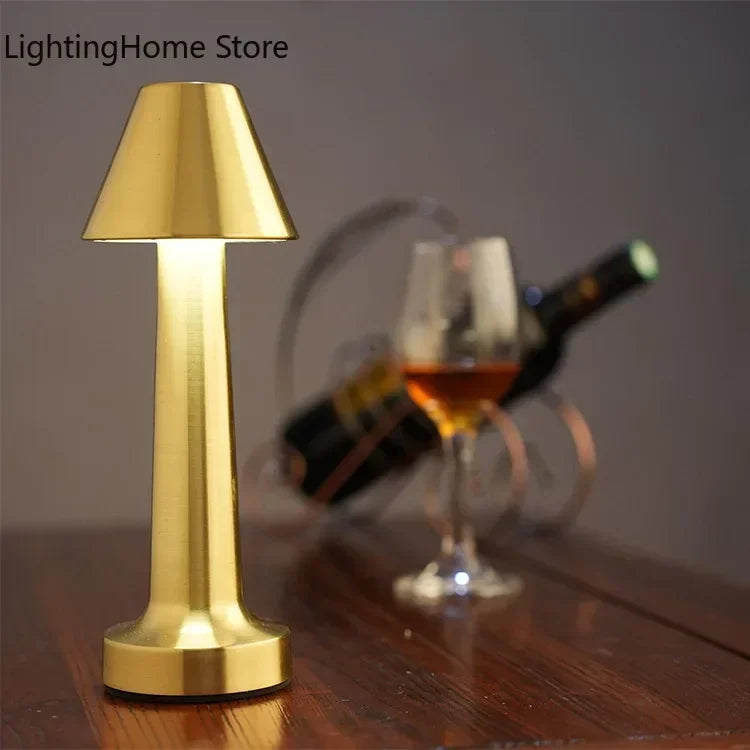 Lámpara de mesa LED retro para bar, lámpara de mesa de café recargable con sensor táctil inalámbrica, luz nocturna para restaurante, decoración de sala de estar