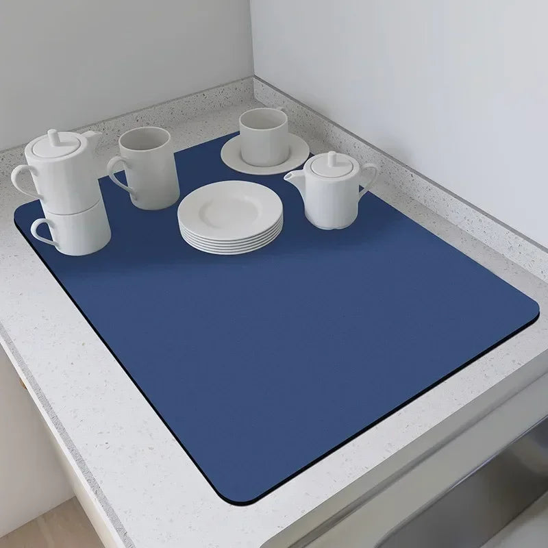 Alfombrilla de encimera de cocina de color sólido de estilo simple VIKAMA, almohadilla de secado de platos que absorbe el agua, almohadilla para cafetera, decoración del hogar